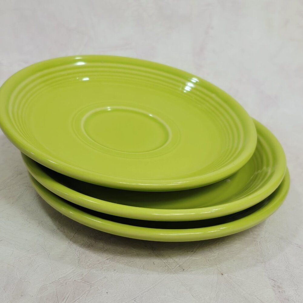3 Fiesta Chartreuse Saucer 5.75" Yellow Homer Laughlin Fiestaware